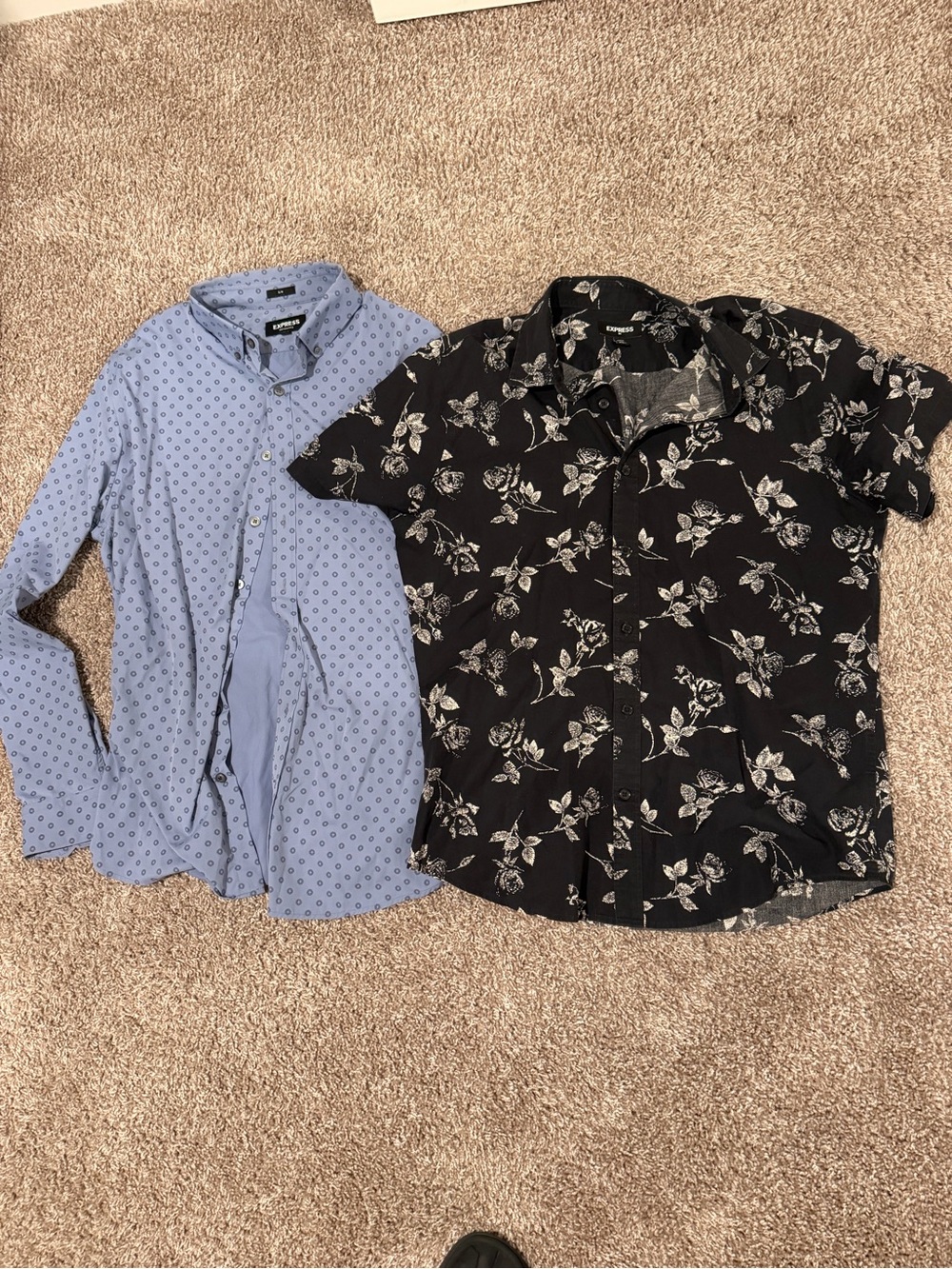 Express Black Floral Short Sleeve Shirt and Express Men’s Slim long sleeve